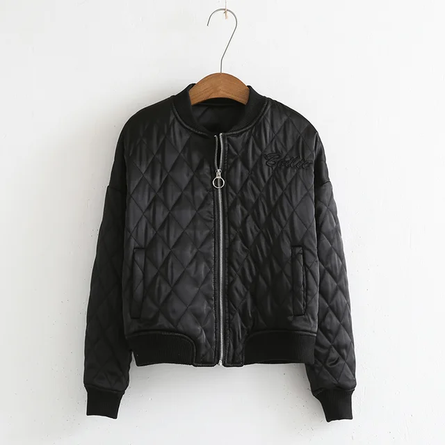 Female Autumn Winter Diamonds Bomber Jackets for Women Casual Military