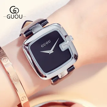 

GUOU Brand Women Quartz Watches Damenuhr Belt Leather Luxury Accessories Modern Fashion Beauty Clock Wrist Watch Women's Clock