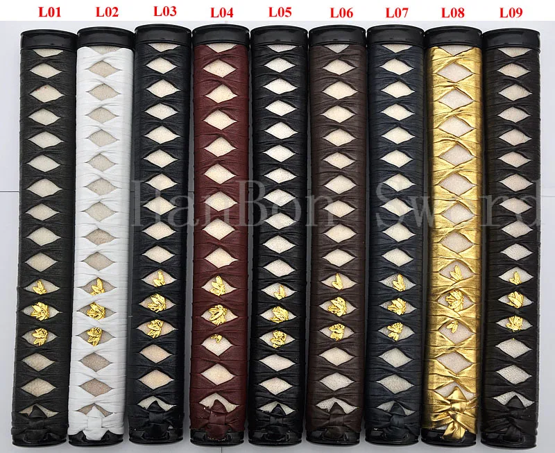 

High Quality Leather Tsuka Ito for Japanese Samurai Sword Katana Wakizashi Tanto Swords Full Hand Made Wrapped Handle
