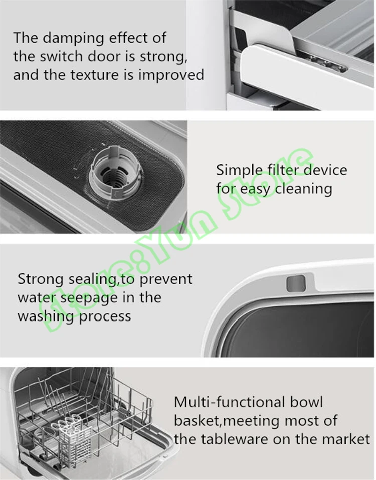 Best 220V Free Installation Dishwasher Home Automatic Desktop Mini Smart Brush Cleaning Machine Vegetable Fruit Tableware Cleaner 11