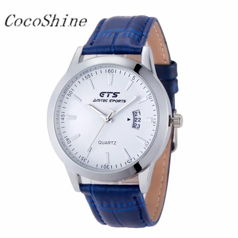 

CocoShine A-787 Fashion Men's Date Leather Stainless Steel Military Sport Quartz Wrist Watch wholesale Free shipping