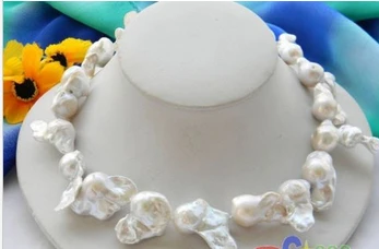 

huij 001151 17" 25MM BAROUE WHITE KESHI REBORN PEARL NECKLACE