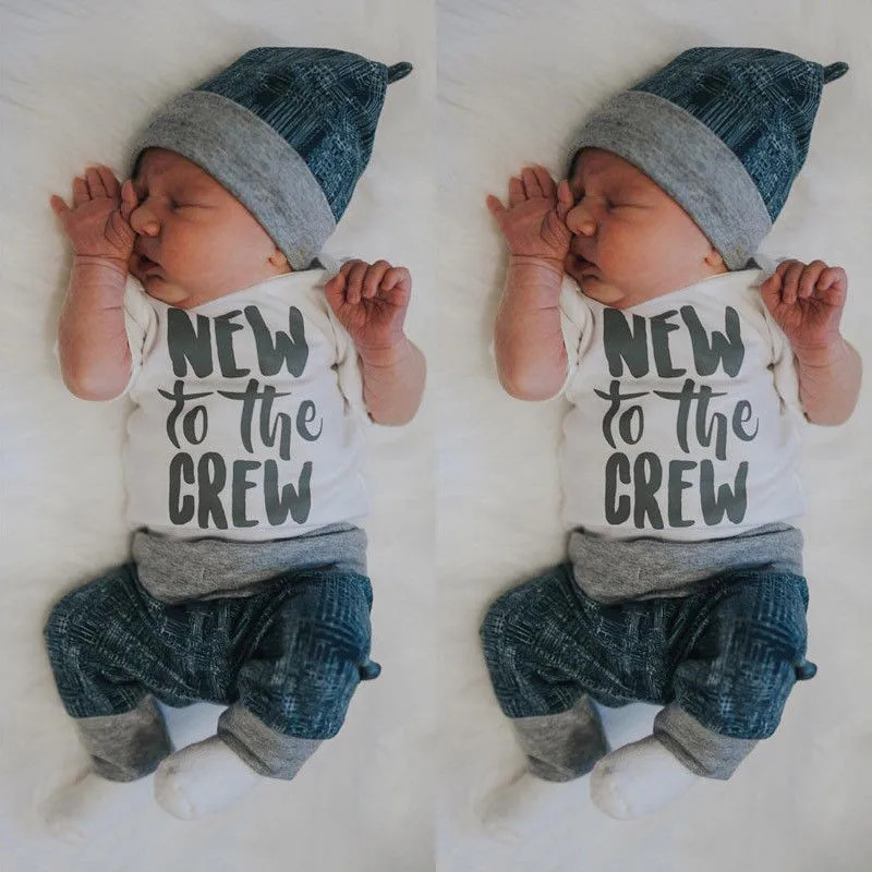 

3PCS Kids Boy Clothing Set Short Sleeve Tops+Harem Pants+Hat Cotton Outfits Toddlers Children Clothes