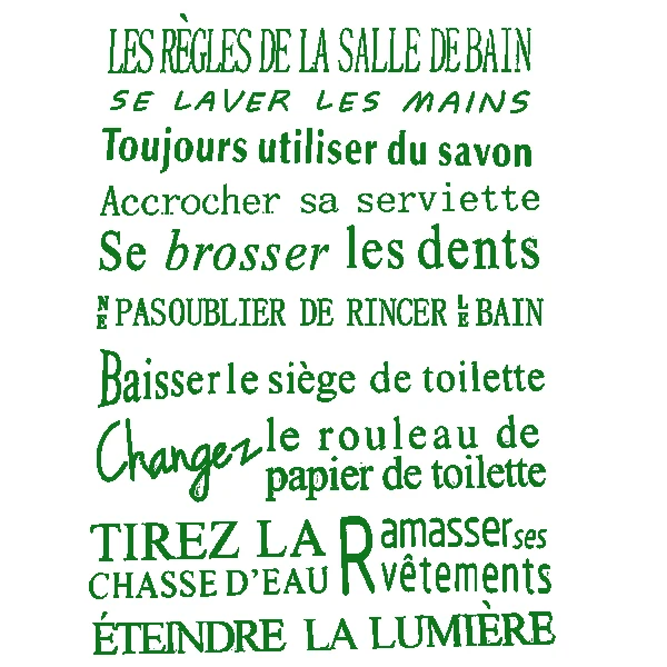 HGHO-Котировки Французской версии водонепроницаемый стены наклейки виниловые наклейки-Зеленый