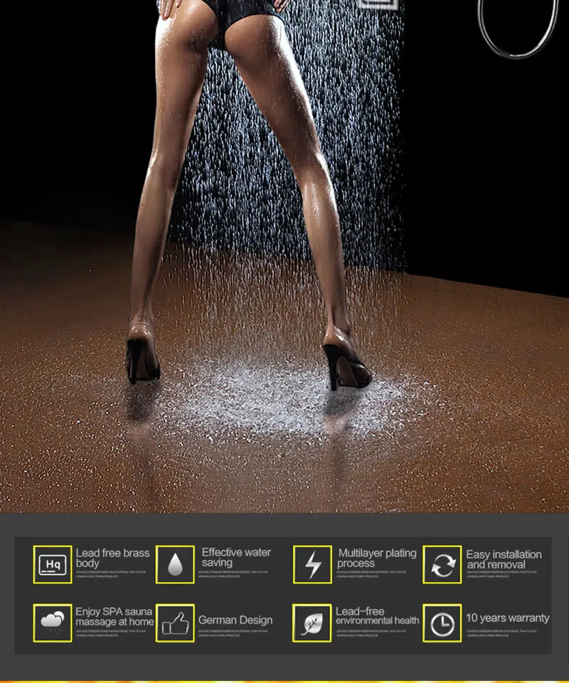 Rain Shower Set Remote Control Color LED Lights Shower Sets 3 Way Temperature Thermostatic Mixer Bathroom 360500mm  (2)