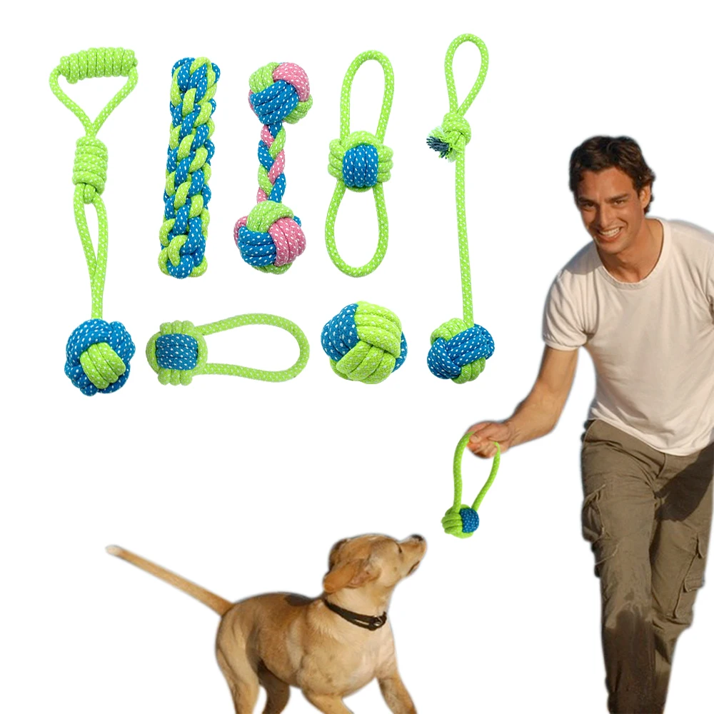 Хлопок Собака веревка игрушка узел щенок жевательные прорезывания зубов игрушки чистки зубов Pet палин мяч для маленьких средних и больших собак