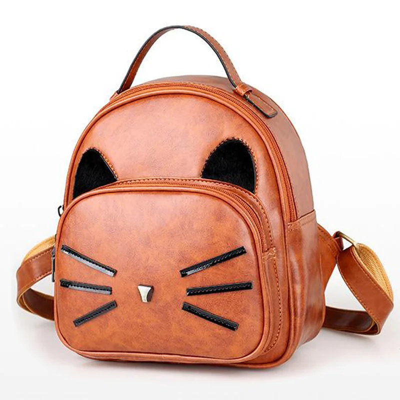 Модный женский рюкзак, высокое качество, из искусственной кожи, рюкзаки, милый кот, на плечо, школьные сумки для девочек-подростков, мини женский рюкзак, XA2