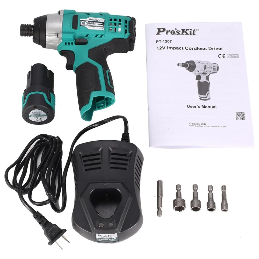 Pro'skit PT-1207G 12 В в литиевых электрические сверла отвёртки комплект беспроводной
