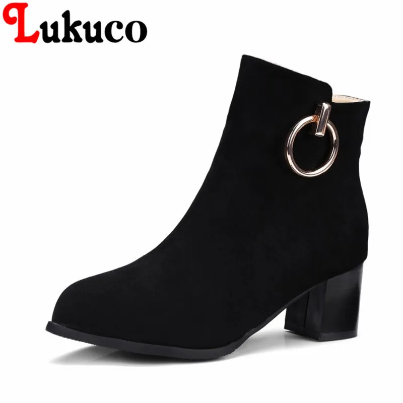 

2018 New concise style Pointed Toe lady shoes size 34-46 Square hee Ankle Boots high quality low price super bargain women boots