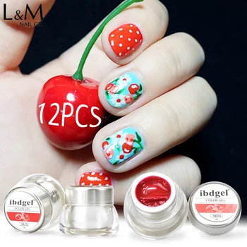 

12 pcs ibdgel 3D DIY nail art uv gel high quality Painting gel for Nails Art Soak Off Paint Nail Varnish