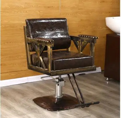 Iron art vintage barbershop chairsalon special adjustable back stool tide shop cut hair chair.