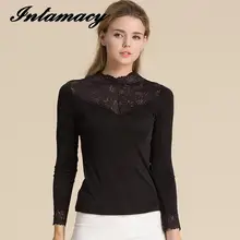 Новая высококачественная шелковая трикотажная футболка, Женская водолазка с коротким рукавом, шелк, рубашка с длинным рукавом