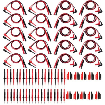 

10AideTek needle tipped tip test TL809 leads set for multimeter 8 alligator clips with removable insulator 10TLP20157