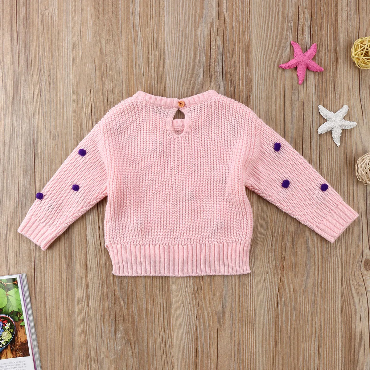 Милые зимние топы для девочек; вязаный свитер; вязаная одежда для малышей; топы с рукавами