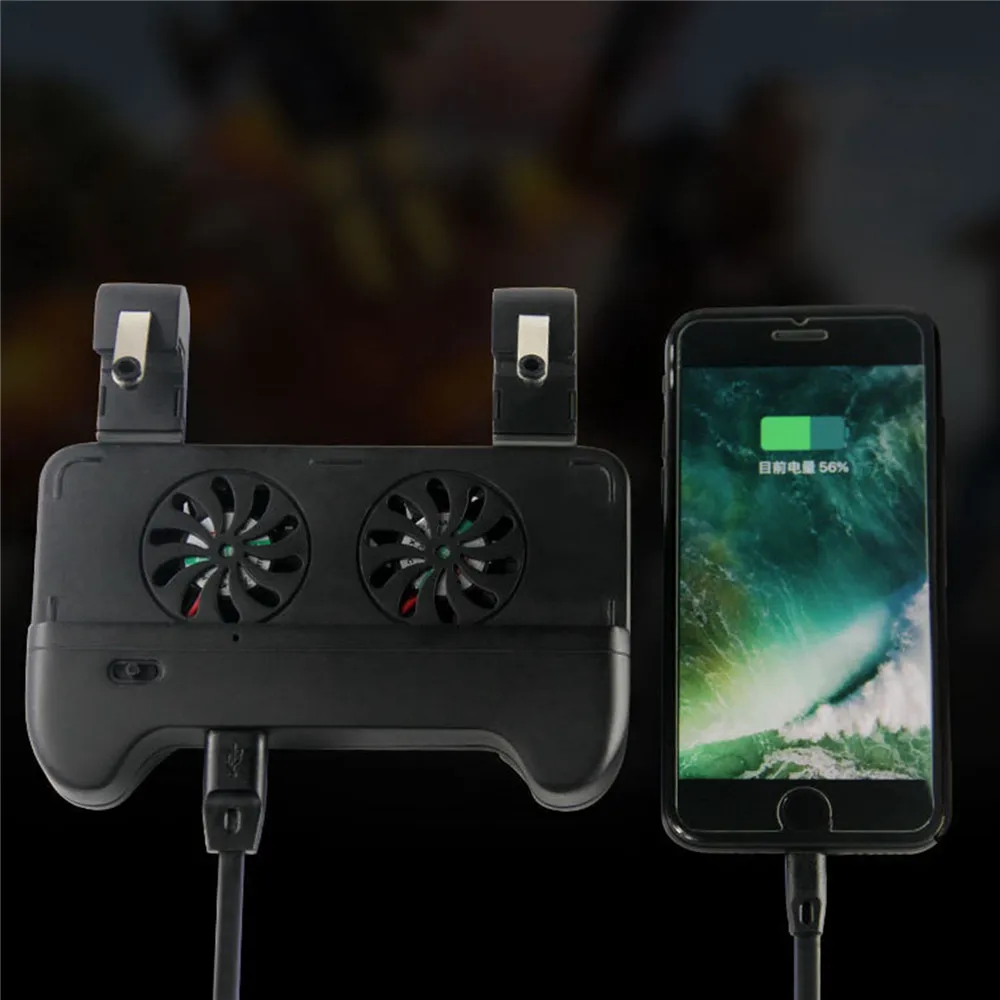 Pubg Game Gamepad Joystick Grip Handle Cooling Fan with Fire Button Trigger for 4.7-5.5 inch IOS An