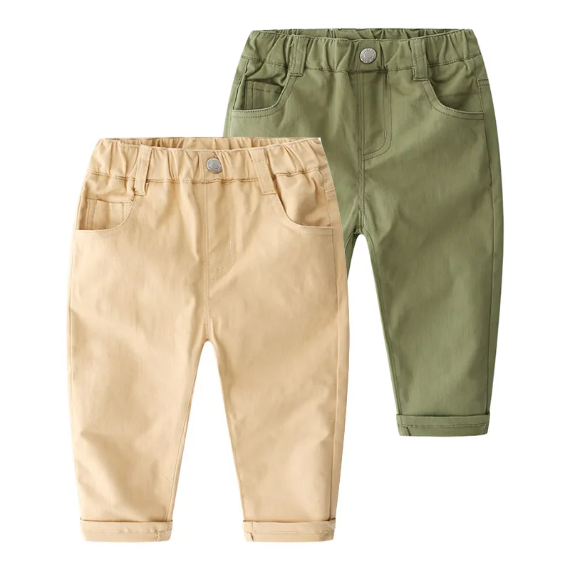 

Child Trousers 2019 Spring Autumn Korean Casual 2 3 4 6 8 10 Years Solid Khaki Elastic Handsome Kids Baby Boys Cotton Long Pants