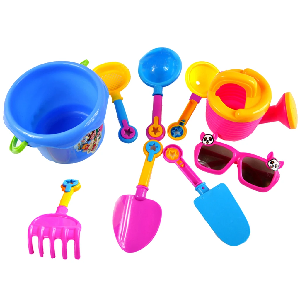 9pcs Kids Beach Sand Sandboxes Toys Set with Sand Tool Play Set, Shovels, Rakes, Bucket Sandboxes Outdoor Game Toys