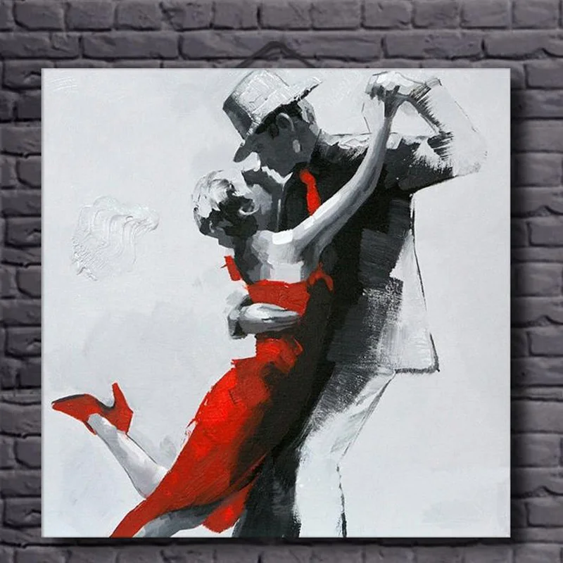 

No Frame Dropshipping Home Decoration Man and Woman Dancer Frameless Wall Art Picture By 100% Handmade Oil Painting On Canvas