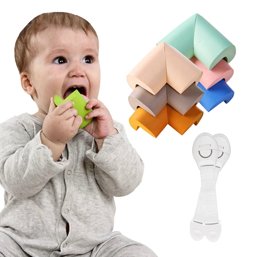 

10Pcs Baby Safety Protection Child Lock Door Drawers Blockers +8 Pcs Children Soft Table Desk Corner Protector Edge Guards