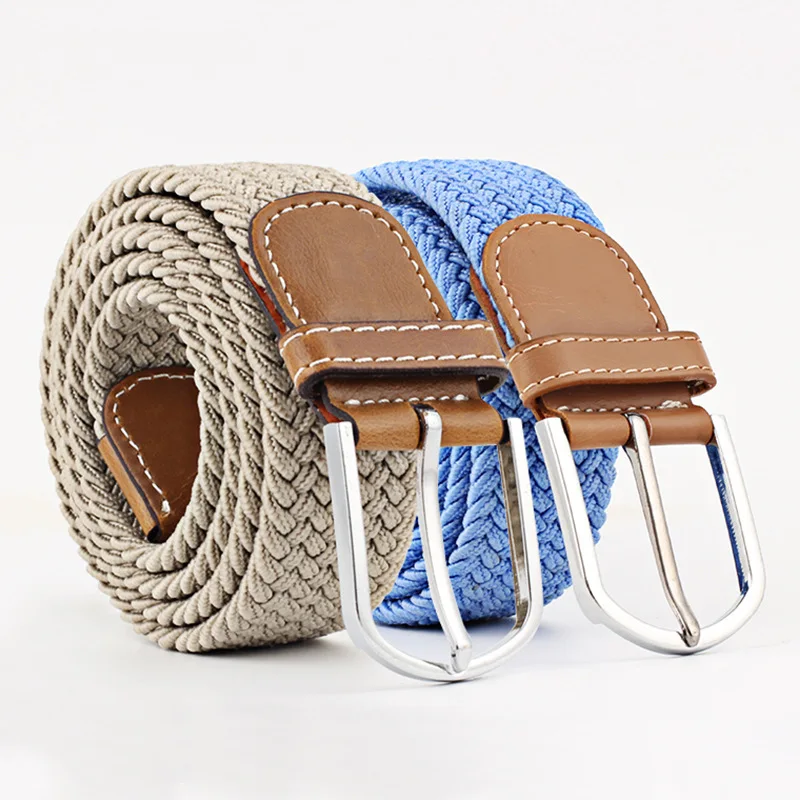 

High Quality Fashionable Elastic Canvas Belts for Women Knitted Buckle Adjustable Belt Male Canvas Belts for Jeans 26 Colors NEW