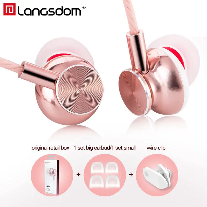 Langsdom M430 наушники-Вкладыши Металлические Наушники Super Bass Стерео с Микрофоном 3.5 мм