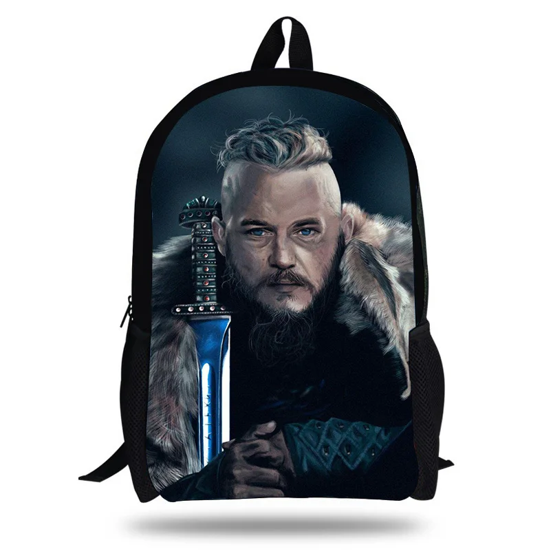 

KOLLEGG KING Ragnar Lothbrok Vikings Printing Mens Backpack For Teens Boys Kids Book Bag Children School Bags Backpacks Bag