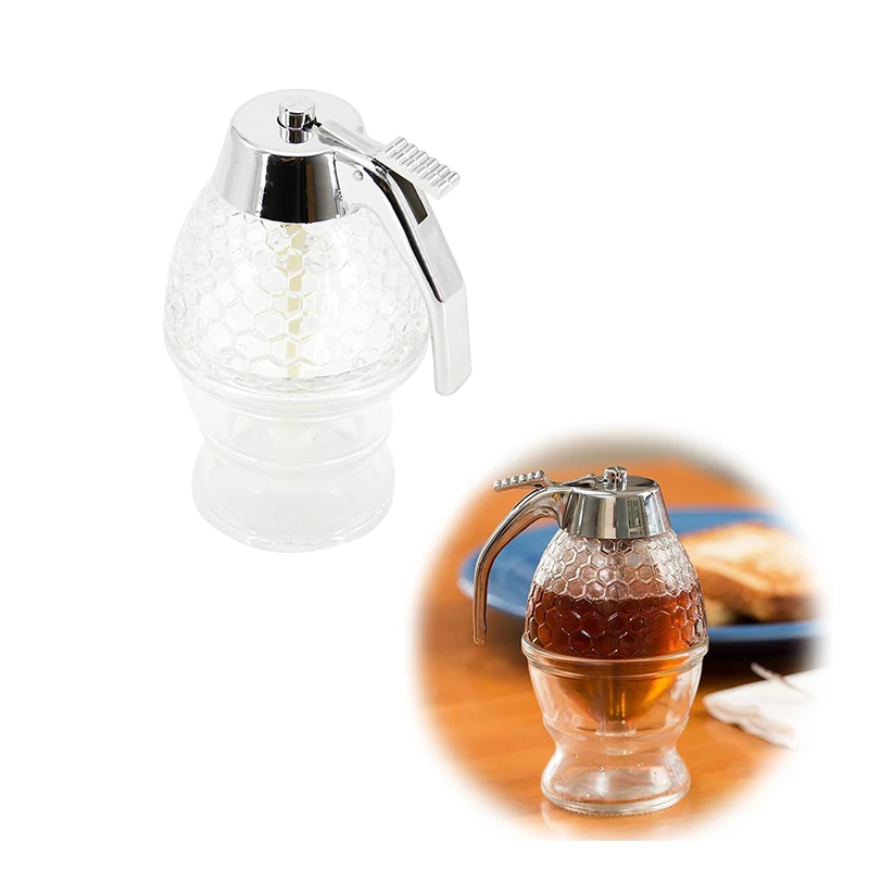 Baycheer Transparent Honey Dispenser Jar Juice Container Cup Holder