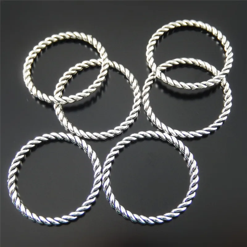 20PCS Antique Silver Tone Round Circle Jewelry Making Accessory Handmade Crafts Connector Wholesale Inner Size 22mm 52022