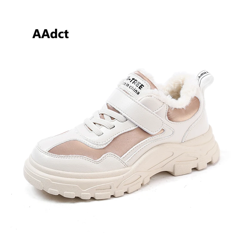 

AAdct sports girls shoes new winter cotton Genuine leather little kids shoes for boys Brand children casual shoes sneakers