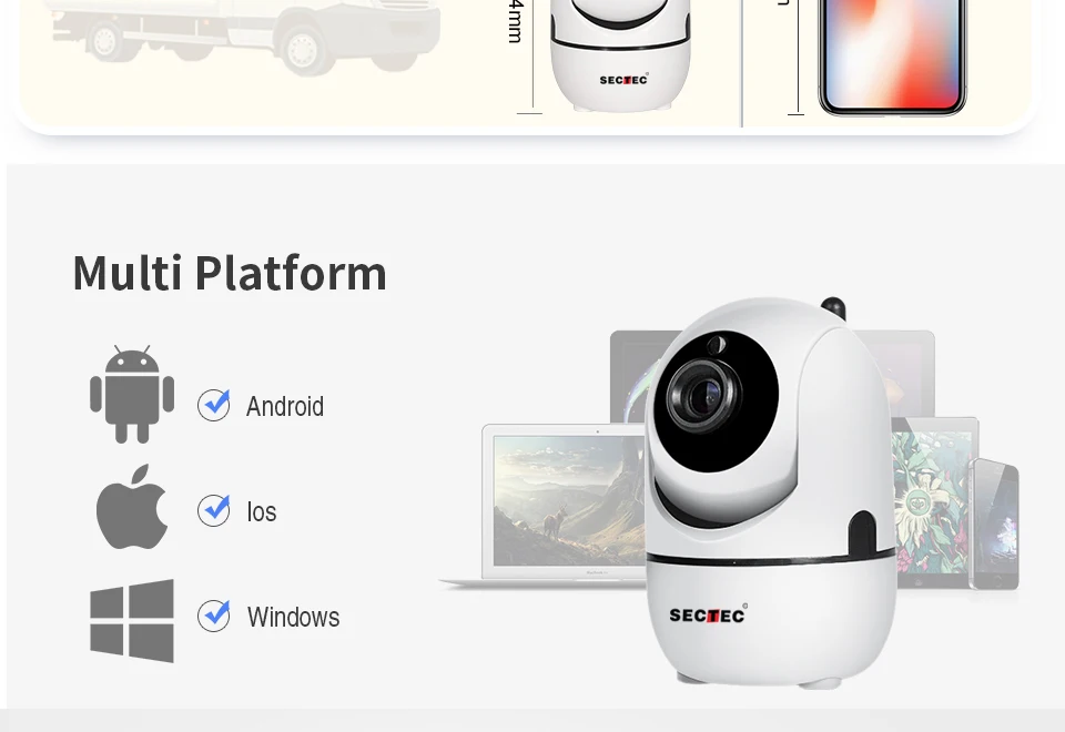 SECTEC 720P облачная Беспроводная IP камера, интеллектуальное автоматическое слежение за человеком, для дома, для помещений, безопасность, видеонаблюдение, сеть видеонаблюдения, Wifi Cam