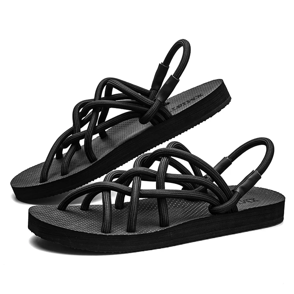 

SAGACE Shoes Women Couples Flat Shoe Cross Belt Beach Anti-Slip Toe Post Roman Beach Sandals Sexy High Quality Women Shoes