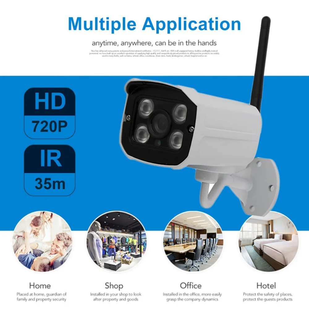 

Newest Waterproof HD 720P WIFI Wireless IP Camera CCTV Network 4 IR Night Vision