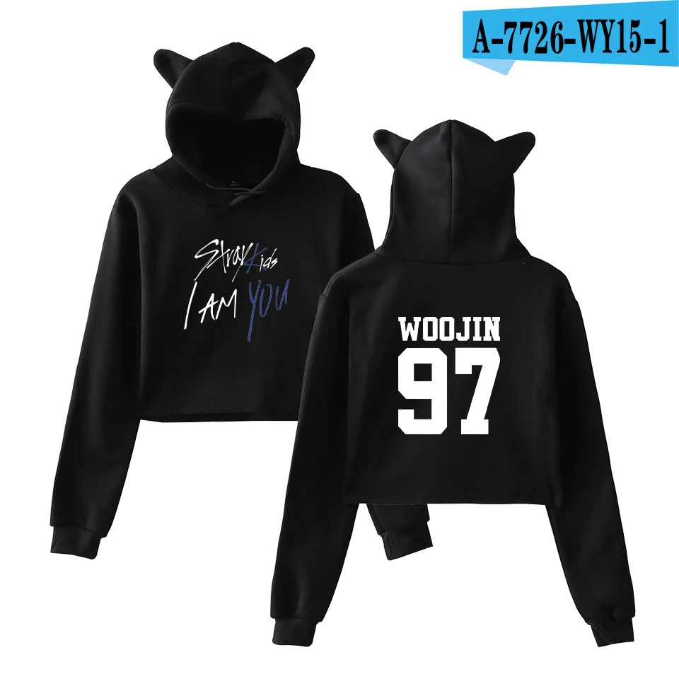 LUCKYFRIDAYF/, модный Теплый Женский Топ с принтом «I Am You Idol Changbin», толстовка с капюшоном, 2XL - Цвет: black