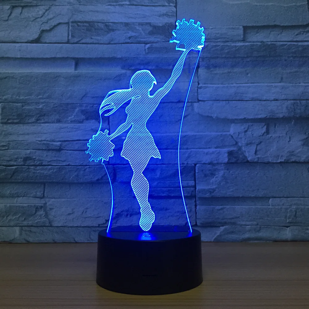 Чирлидер девочек 3D лампы холодный ночник 7 цветов визуальный Спящая бюро светодиодный лампы Home Decor приспособление Новинка команды матч
