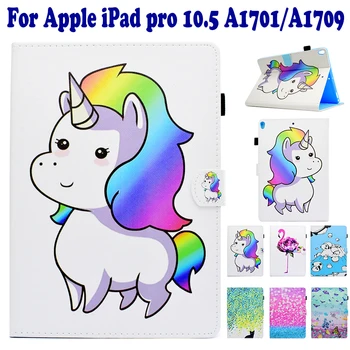 

Fashion Color Flamingo Unicorn Painted Flip PU Leather Stand Case For Apple iPad pro 10.5 A1701 Tablet PC Cute Case Cover capa