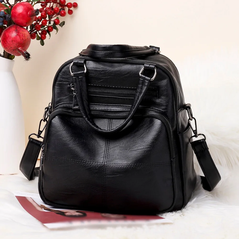 Модный кожаный рюкзак для женщин, винтажная кожаная школьная сумка для девочек-подростков, однотонные дорожные рюкзаки mochila O18 40