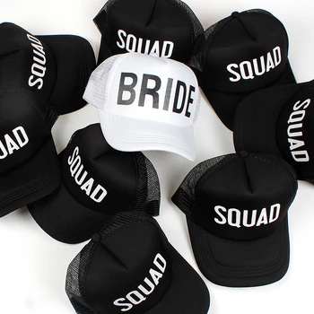 

BRIDE SQUAD Hat Snapback Caps Hip Hop Branded Baseball Mesh Cap Wedding Party Black Letter Adjustable Woman print golf Hats