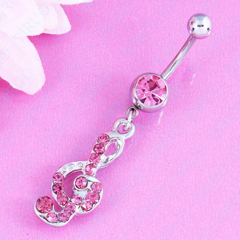 Free shipping 2016 Hot Sale Stainless Steel navel bar Musical Note