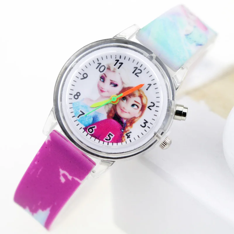 Детские часы «Принцесса Эльза», «Человек-паук», разноцветный светильник, часы для мальчиков, часы для девочек, подарок на вечеринку, наручные часы, Relogio Feminino