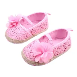 Новая мода для маленьких девочек Дети Цветочные первые ходунки для маленькой принцессы мягкая подошва обувь кроссовки Prewalker большой
