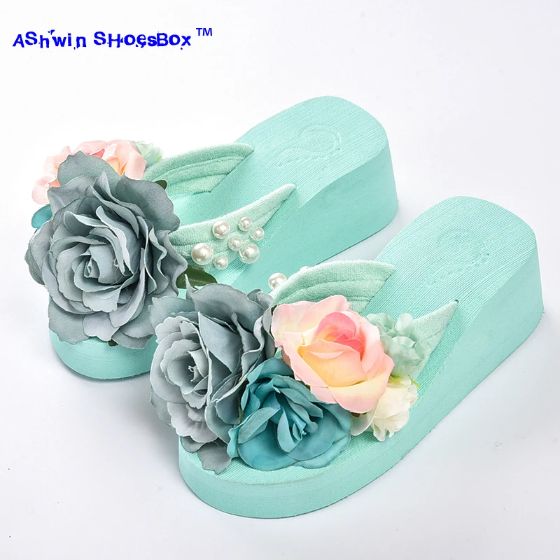 summer women flip flops mules clogs wedge flower sandals garden shoes handmade pearl slippers jelly color hawaiian beach sandals summer women flip flops mules clogs wedge flower sandals garden shoes handmade pearl slippers jelly color hawaiian beach sandals