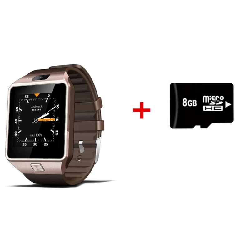 QW09 Смарт-часы Android 4,4 MTK6572 2MP 3g wifi двухъядерный 512 МБ ram 4 Гб rom Bluetooth Smartwatch для IOS Android PK DZ09 GT08 - Цвет: gold add 8G card