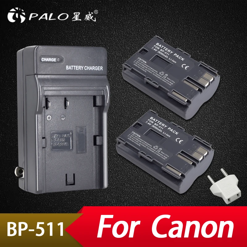 

Palo 2Pcs 2650Mah BP-511 BP511A Digital Camera Battery + Charger For Canon EOS 40D 300D 5D 20D 30D 50D 10D D60 G6 Batteries