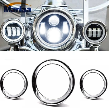 

Marlaa For Touring Road King Electra Glide 7inch Headlight Headlamp Trim Ring 4.5 inch Fog Pasing Light Trim Ring