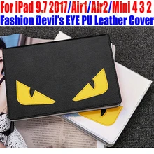 Caso elegante Para El Ipad 9.7 2017 Aire/Air2 Para iPad mini 4/3/2/1 moda OJO Del Diablo s Cubierta de Cuero de LA PU para el ipad 4/3/2 IM414