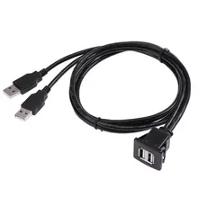 SB2.0 Flush Mount Cable Double/Single USB Port Extension Flush Dashboard Panel Mount Cable for Car Boat Motorcycle