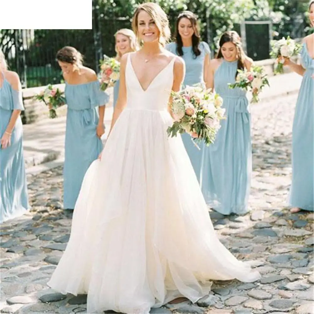 Вечерние платья 2019 длинное свадебное платье на заказ Vestido De Casamento простое белое