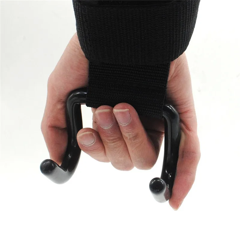 1 Pair Adjustable Strong Steel Hook Grips Straps Weight Lifting Strength Training Gym Fitness Black Wrist Support Lift Straps