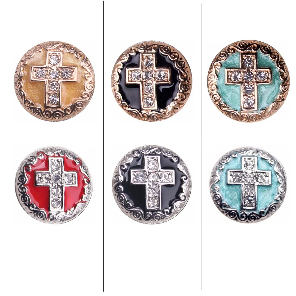 

(60 pieces/lot) 20mm Interchangeable Ginger Snap Chunky Silver Alloy 11 Colors Avaliable Shine Bling Enamel Cross Crystal Button