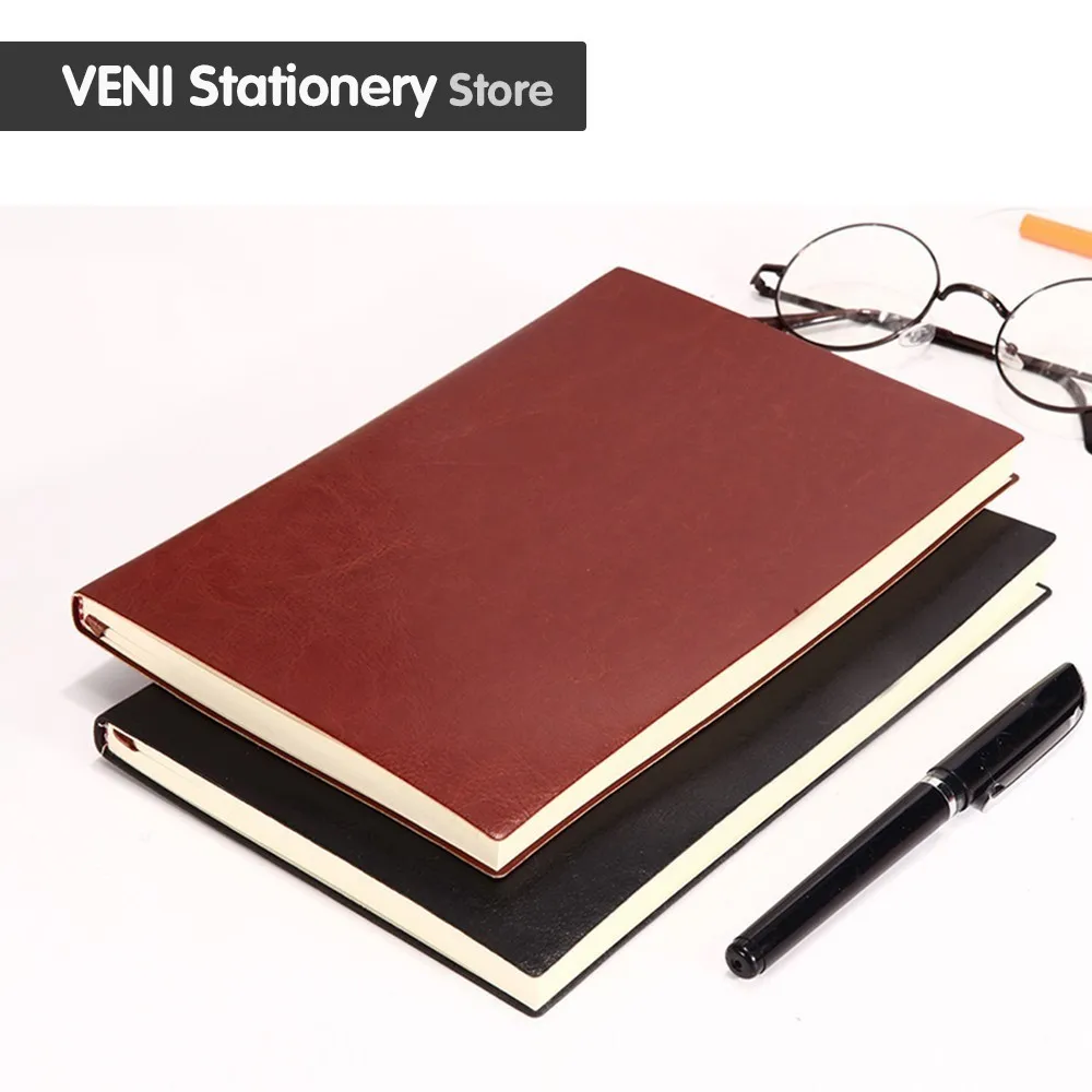 

Leather Planner Black white business small notebook Office business Notepad School Student Supplies de note stationery